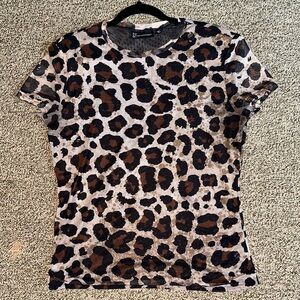 New York & Company Animal print Sheer Shirt